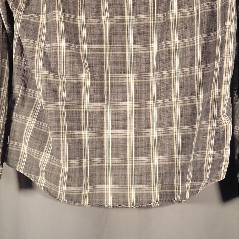 Haggar Men's Big & Tall LT Plaid Woven Cotton/Poly Button-Down Shirt Gray/White - Picture 10 of 14